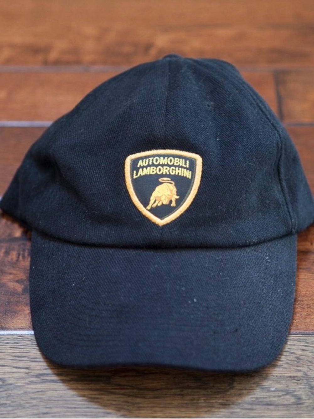 NWT Lamborghini Black and Gold Embroidered Logo Baseball Cap